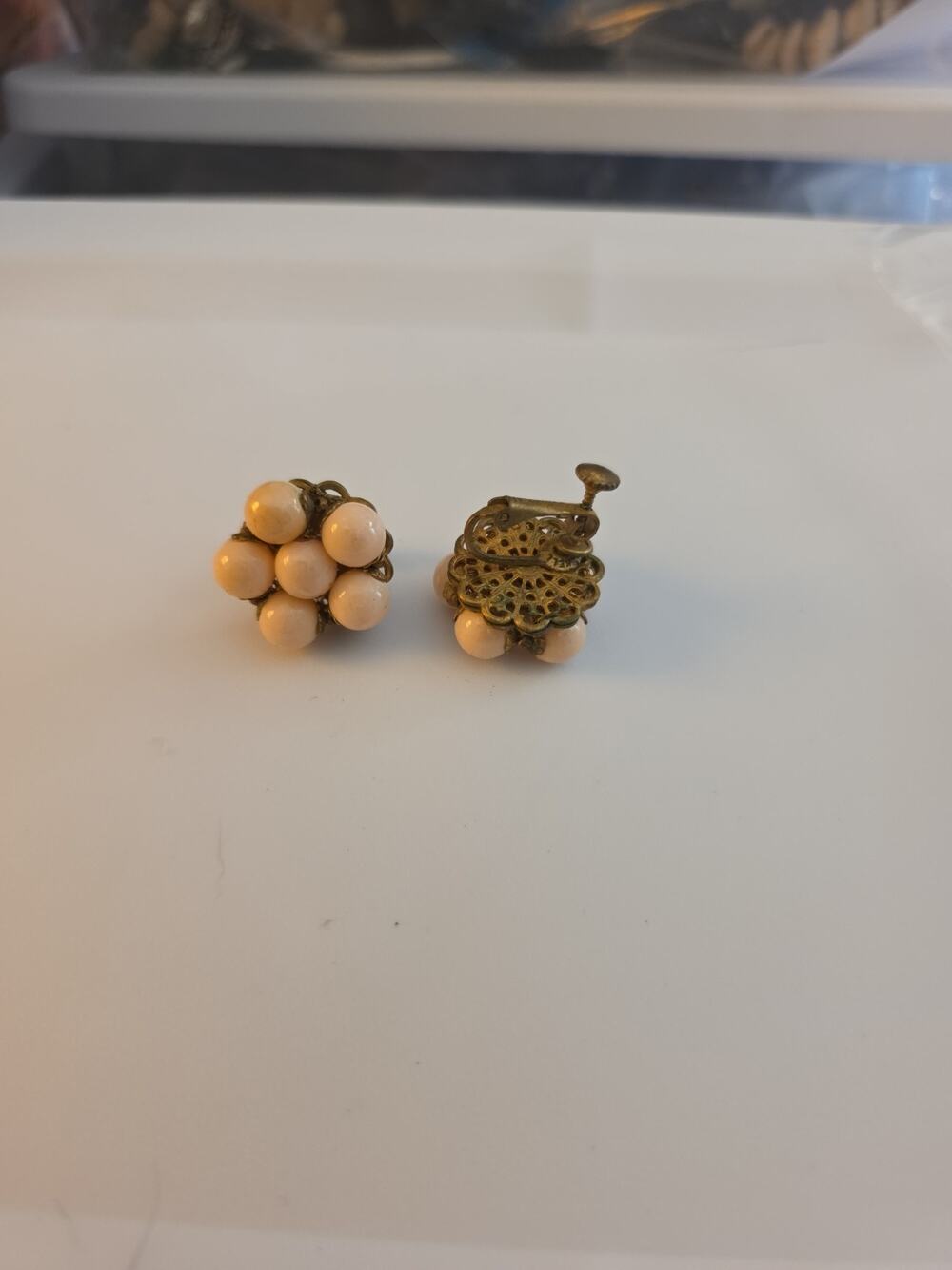 Vintage Haskell Clip-On Earrings with Beaded Design